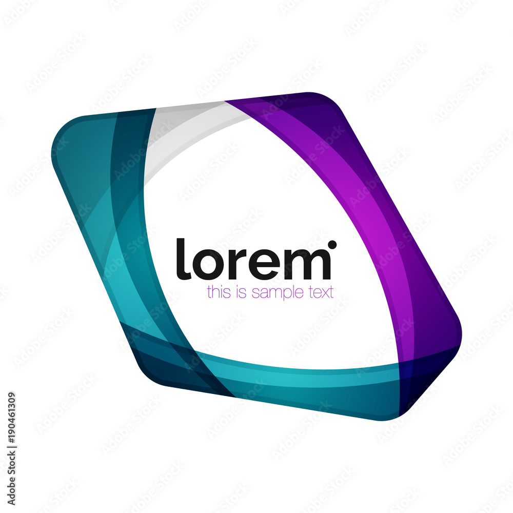 Clean professional business emblem, abstract transparent overlapping shapes Clean professional business emblem, abstract transparent overlapping shapes
