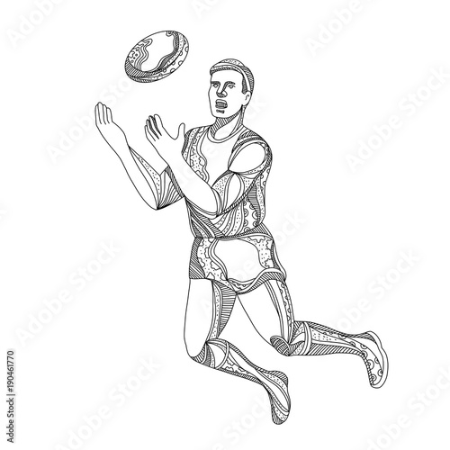 Aussie Rules Football Player Jumping Doodle photo