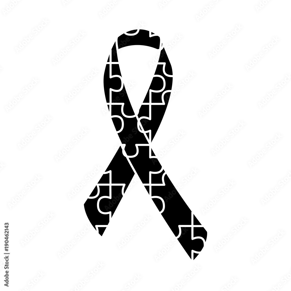 puzzle pieces with awareness ribbon icon image vector illustration design black and white puzzle pieces with awareness ribbon icon image vector illustration design black and white