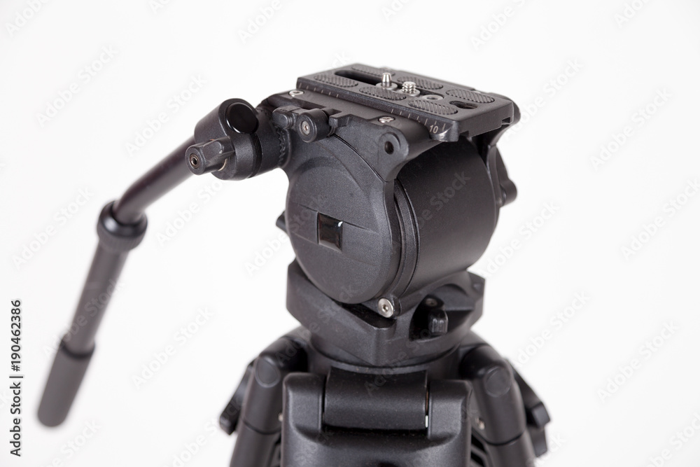 black camera tripod on white background black camera tripod on white background