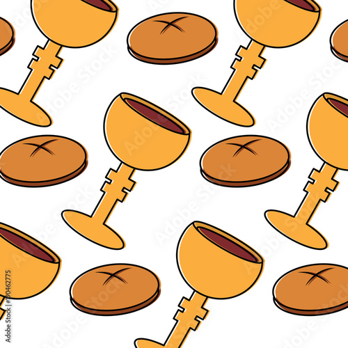 chalice bread christian catholic paraphernalia  icon image vector illustration design 