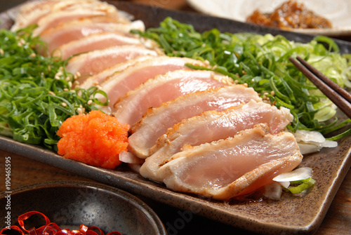 Close up of chicken sashimi