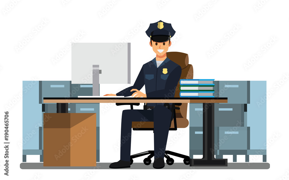 police officers Office, police station , vector character