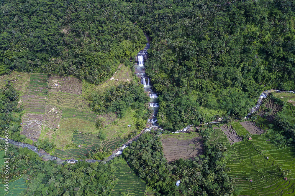Curug Nangga waterfalls located in Bogor town, West Java, Indonesia