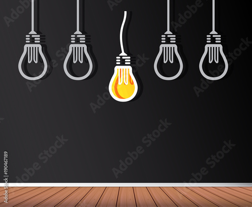 Light bulb concept idea on wall.