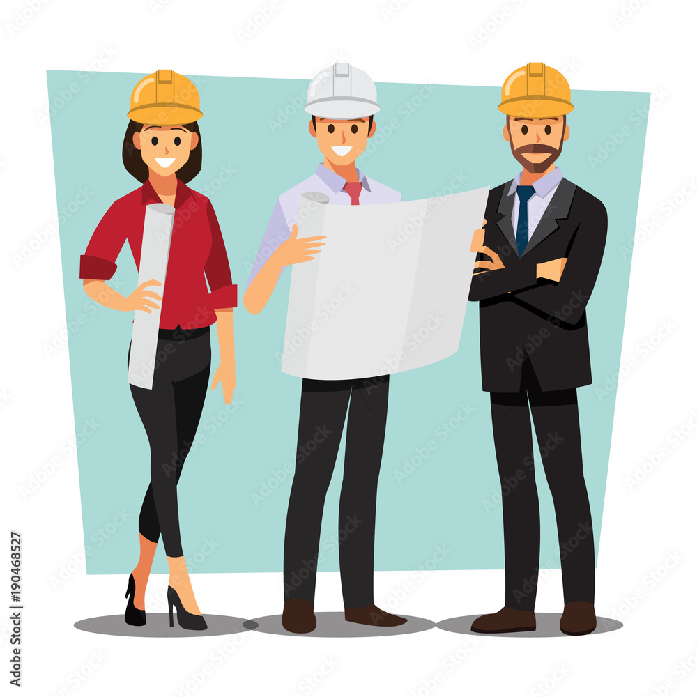 Technician and builders and engineers and mechanics People teamwork ,Vector illustration cartoon character.