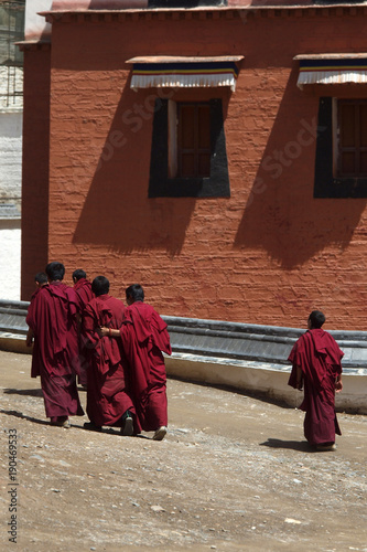 monks walking at labrang  monastery ,Xiahe,china