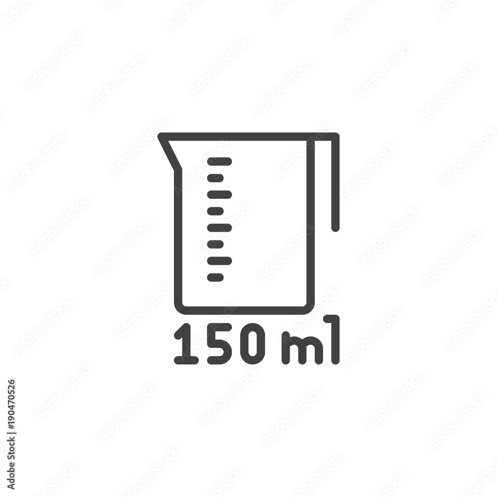 Measuring cup for kitchen line icon, outline vector sign, linear style pictogram isolated on white. Symbol, logo illustration. Editable stroke Measuring cup for kitchen line icon, outline vector sign, linear style pictogram isolated on white. Symbol, logo illustration. Editable stroke