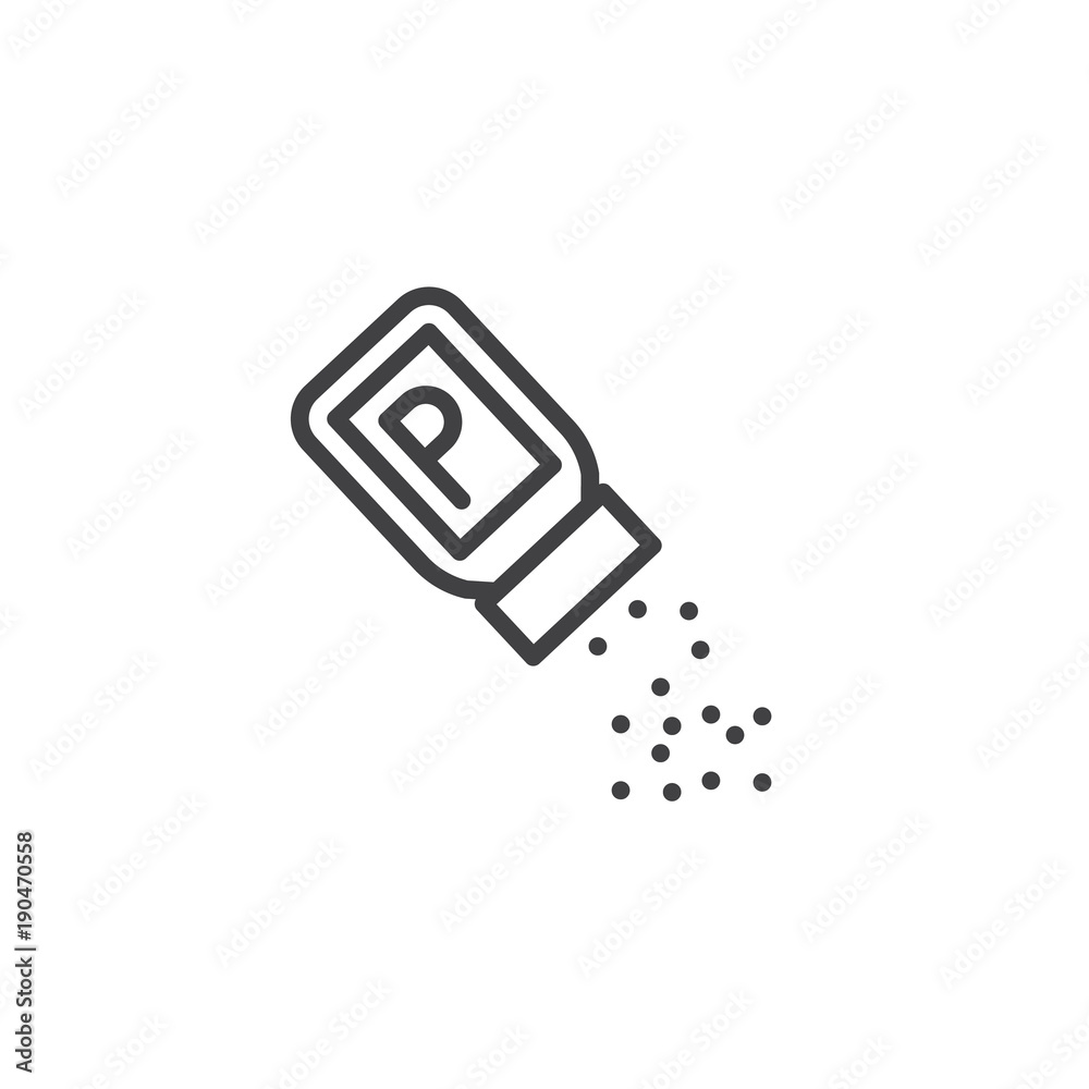 Pepper shaker line icon, outline vector sign, linear style pictogram isolated on white. Symbol, logo illustration. Editable stroke Pepper shaker line icon, outline vector sign, linear style pictogram isolated on white. Symbol, logo illustration. Editable stroke