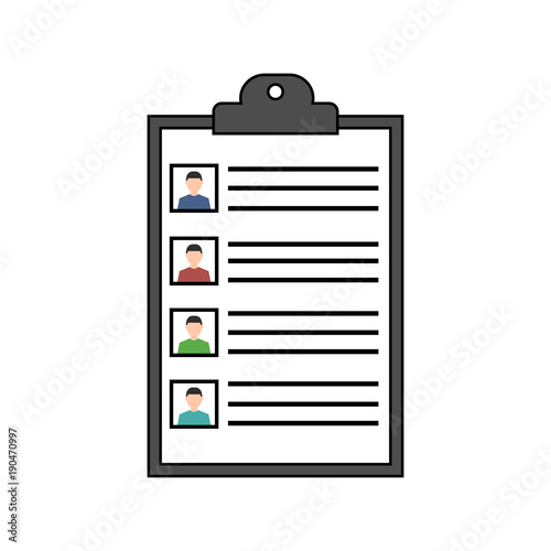 Summary concept. Vector resume icon. Recruitment. Document with information about a people. Flat design