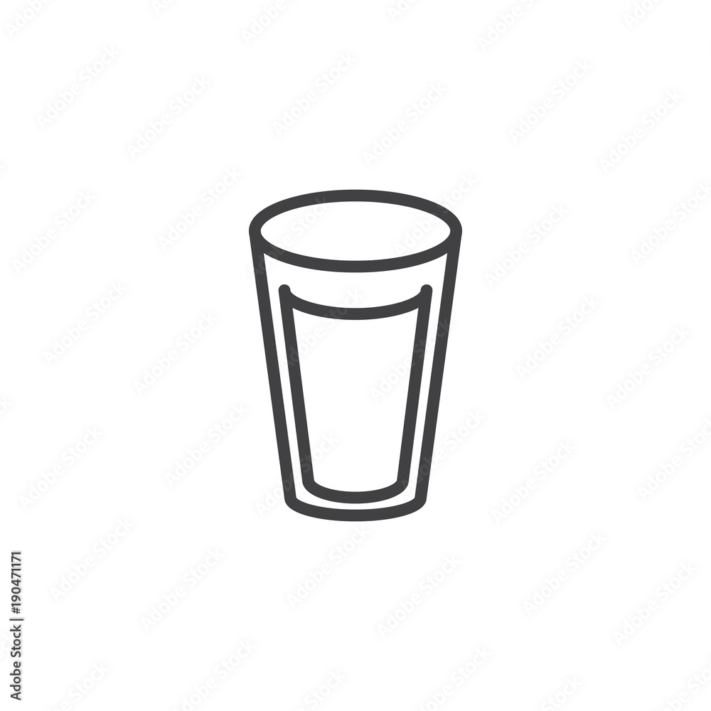 Milk glass line icon, outline vector sign, linear style pictogram isolated on white. Glass of water symbol, logo illustration. Editable stroke Milk glass line icon, outline vector sign, linear style pictogram isolated on white. Glass of water symbol, logo illustration. Editable stroke