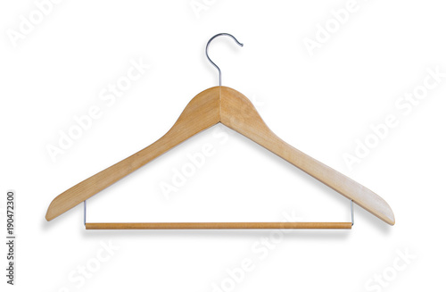 wooden hanger isolated on a white background. File contains a clipping path.