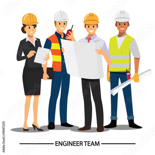Technician and builders and engineers and mechanics People teamwork ,Vector illustration cartoon character.