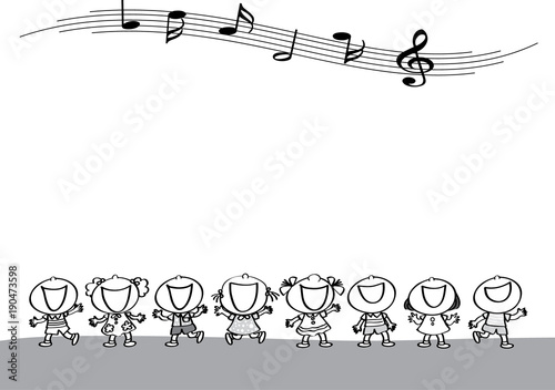 kids sing song with music note