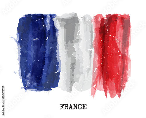 Fototapeta Akwarela malarstwo flaga Francji. Wektor