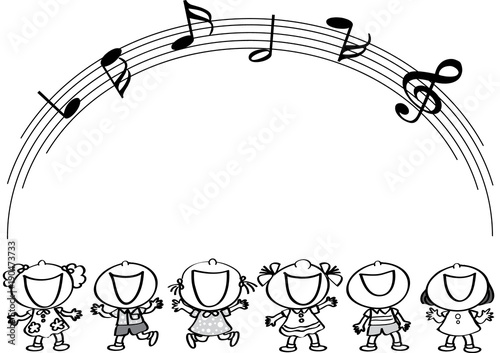 kids sing song with music note