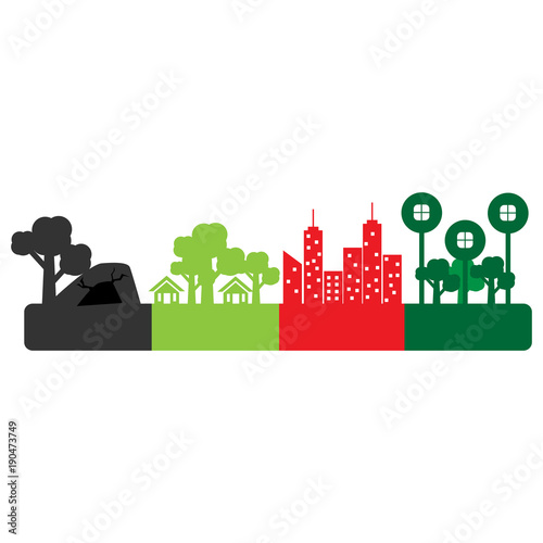 House loading - vector illustration. from caves  villages  metropolis to eco-friendly homes