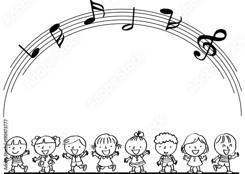 kids sing song with music note