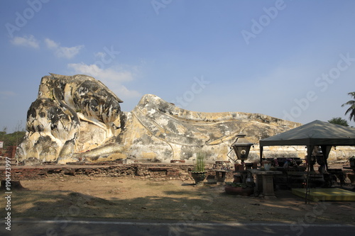 The sleeping Buddha statue in Wat Lokayasutharam  Ayutthaya