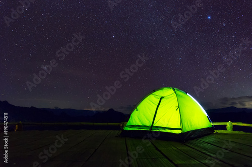 Camping tent at night. © 24Novembers