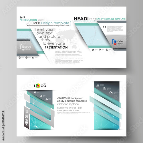 The minimalistic abstract vector illustration of the editable layout of high definition presentation slides design business templates. Futuristic high tech background, dig data technology concept.
