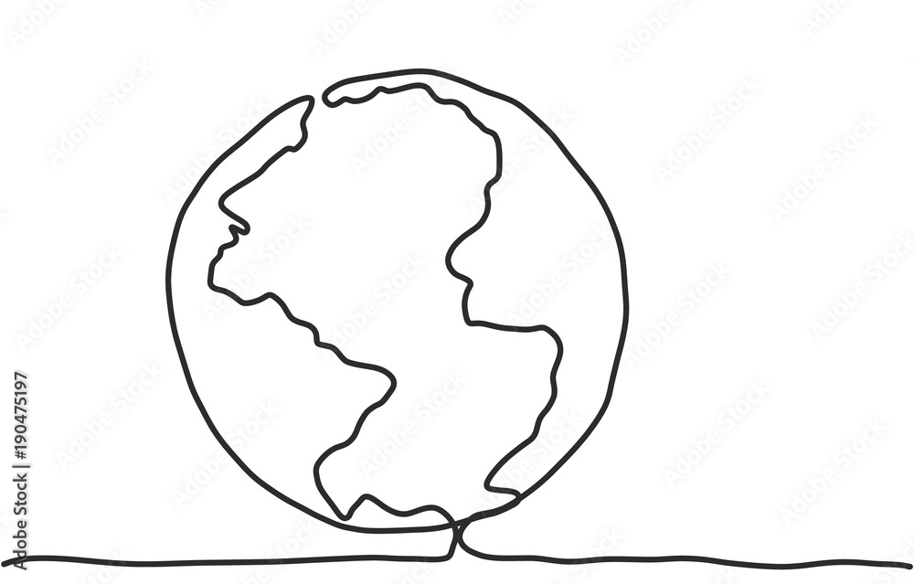 Continuous line drawing Earth on ground