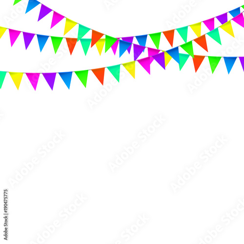 Wallpaper Mural Party Background with Flags Vector, Colored festoons on the white background Torontodigital.ca