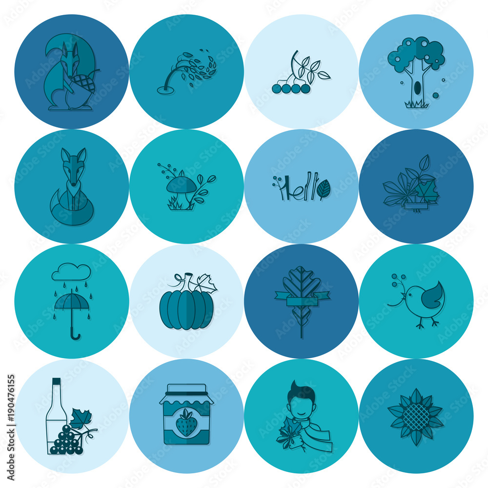 Set of Flat Autumn Icons Set of Flat Autumn Icons