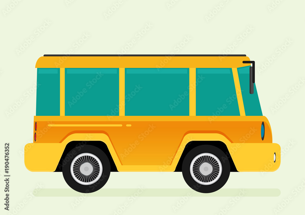 Vector illustration of a retro travel van flat style Vector illustration of a retro travel van flat style