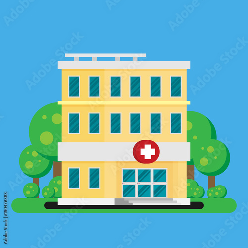 Fototapeta Naklejka Na Ścianę i Meble -  Hospital building flat icon vector
