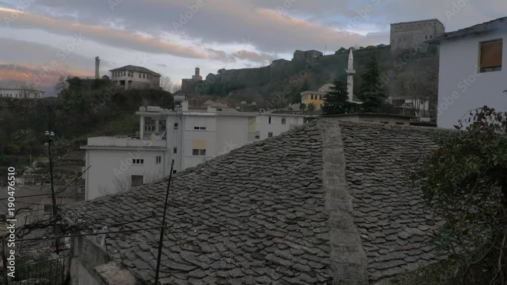 Albania, Gjirokaster. Stone Roofs. Time Lapse Albania, Gjirokaster. Stone Roofs. Time Lapse
