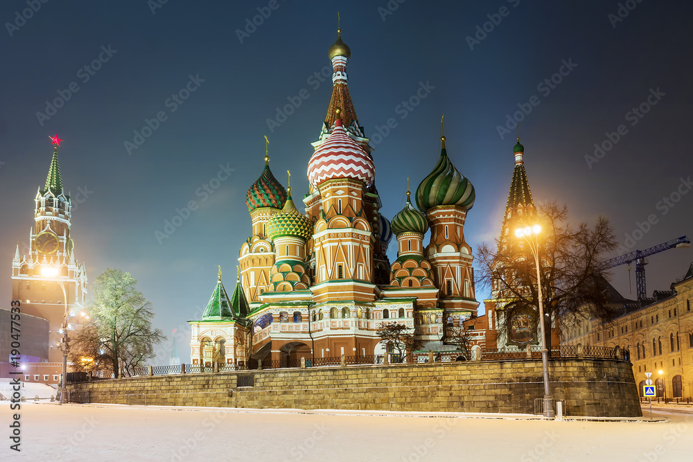 winter view of the St. Basil's Cathedral in Moscow