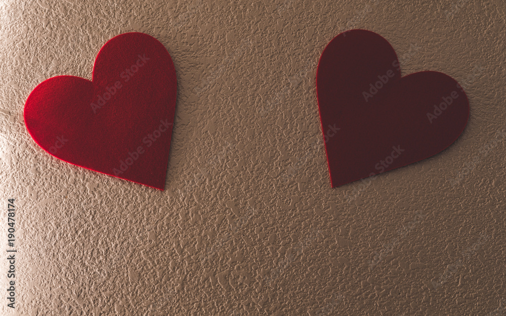 Two hearts hanging on the wall Two hearts hanging on the wall