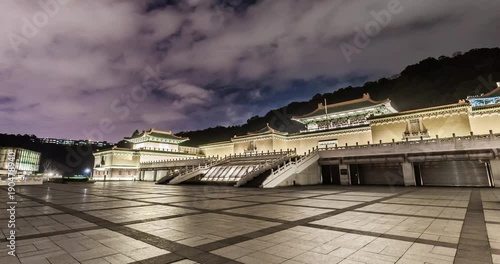 beautiful Taipei National Palace Museum  in taipei taiwan timelapse nightview