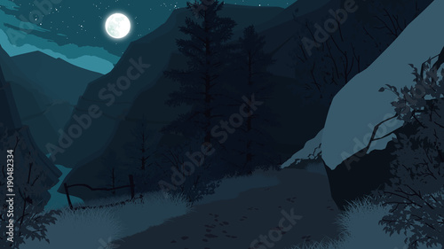 mountain forest landscape illustration