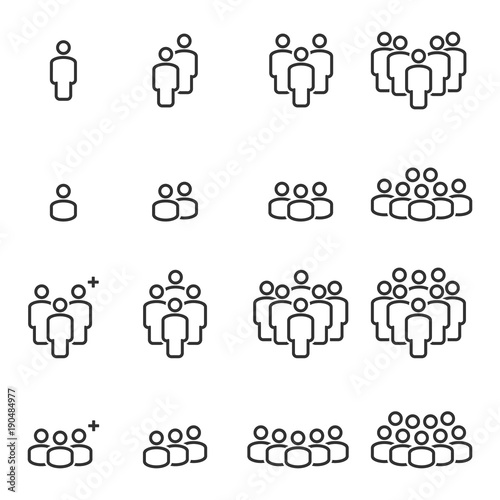 People Business Vector Line Icons ,Person Crowd Work Group Team , Business Meeting Communication.