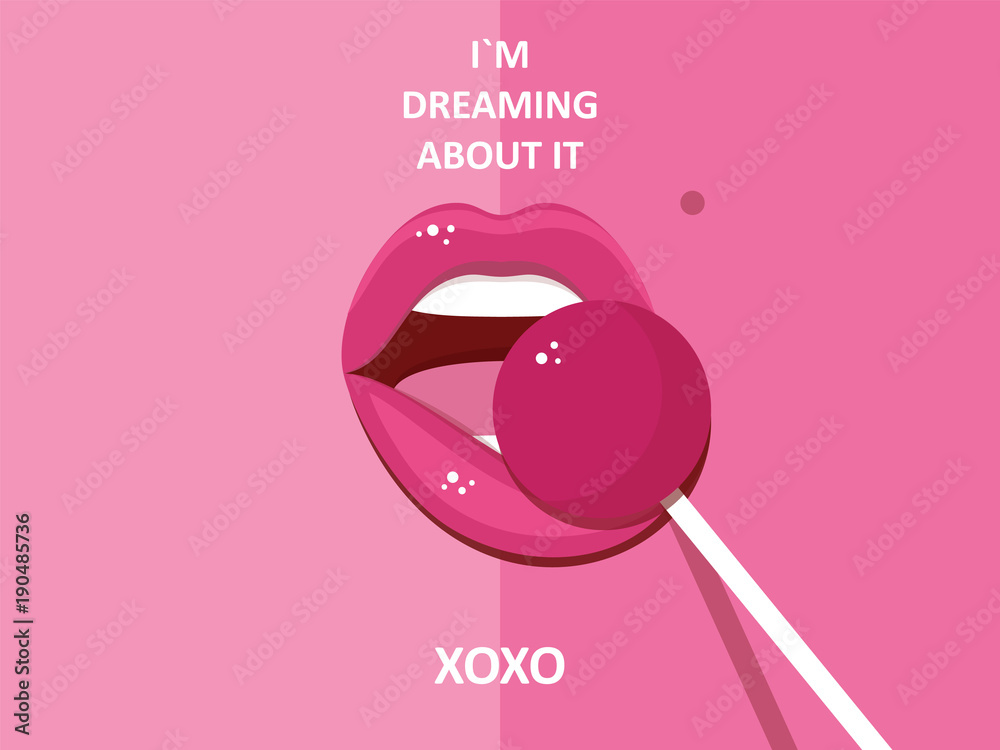 abolir Profeta Humedad Sexual lips with candy, sexy sweet dreams, vector illustration. Attractive  female mouth licks chupa chups, sucks lollipop vector de Stock | Adobe Stock
