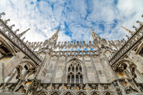 Architectural elements of the Duomo, the main cathedral of Milan. © hungry_herbivore