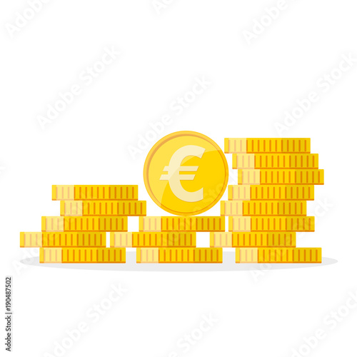 Heap of the golden euro coins. Vector illustration.