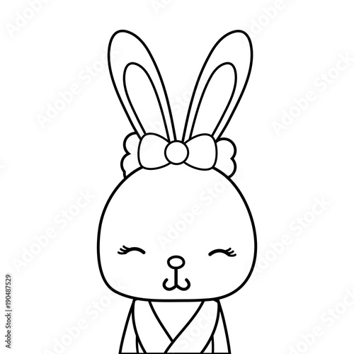 line adorable and shy rabbit female wild animal