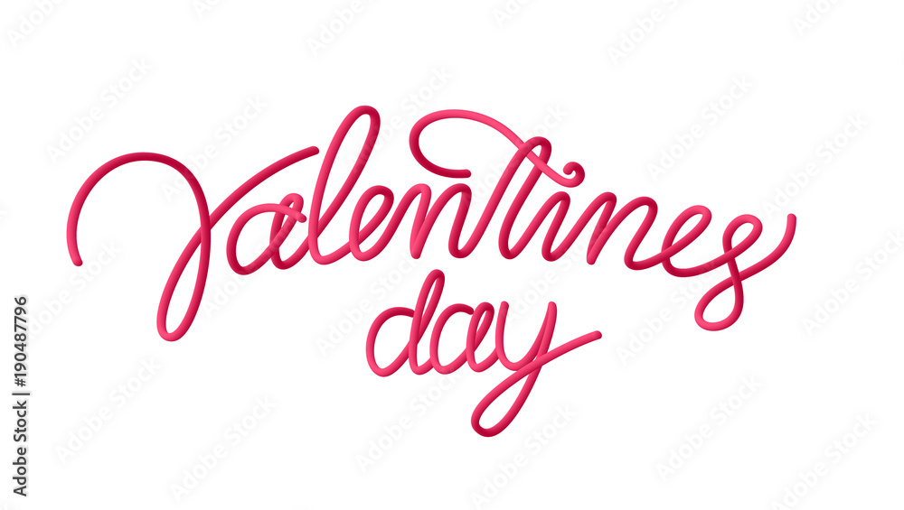 Line type lettering of Valentine's Day on white background