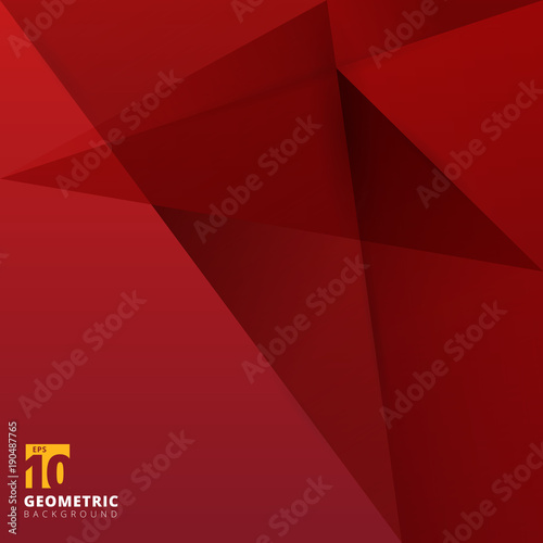 Abstract background. Origami and polygon geometric red color overlap paper layer