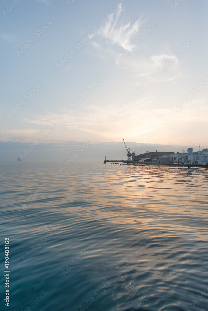 Peaceful Water of the Mediterranean Sea in Thessaloniki, Greece