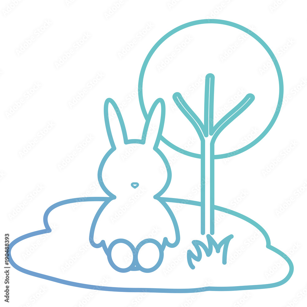 cute and tender rabbit in the park character vector illustration design cute and tender rabbit in the park character vector illustration design