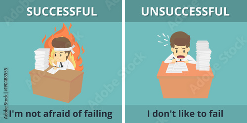 Businessman successful and Businessman unsuccessful.Cartoon of business, employee successful and unsuccessful is the concept of the man characters business, background, infographic.illustration vector