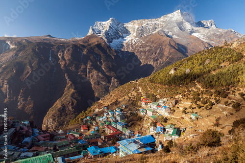 The capital of the sherpas Namche Bazaar - Nepal, Himalayas.