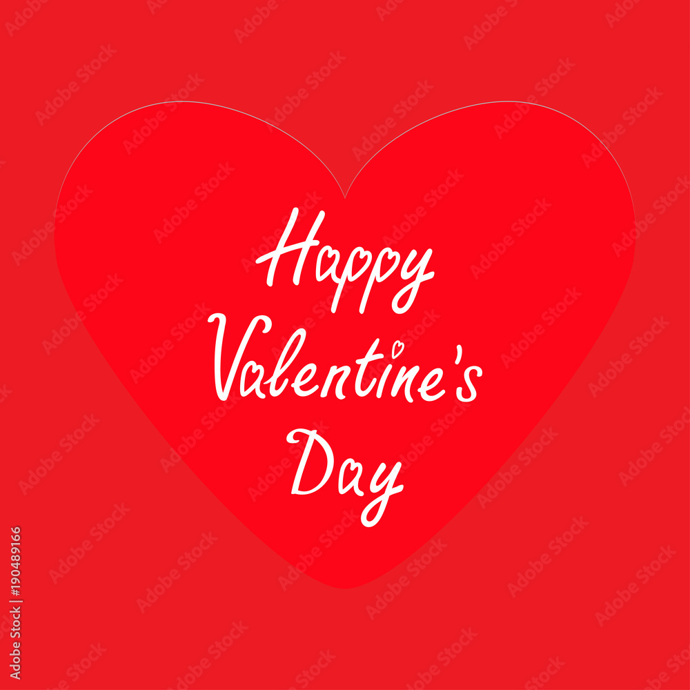 Happy Valentines Day text. Big red paper heart frame. Greeting card. Flat design. Love background. Happy Valentines Day text. Big red paper heart frame. Greeting card. Flat design. Love background.