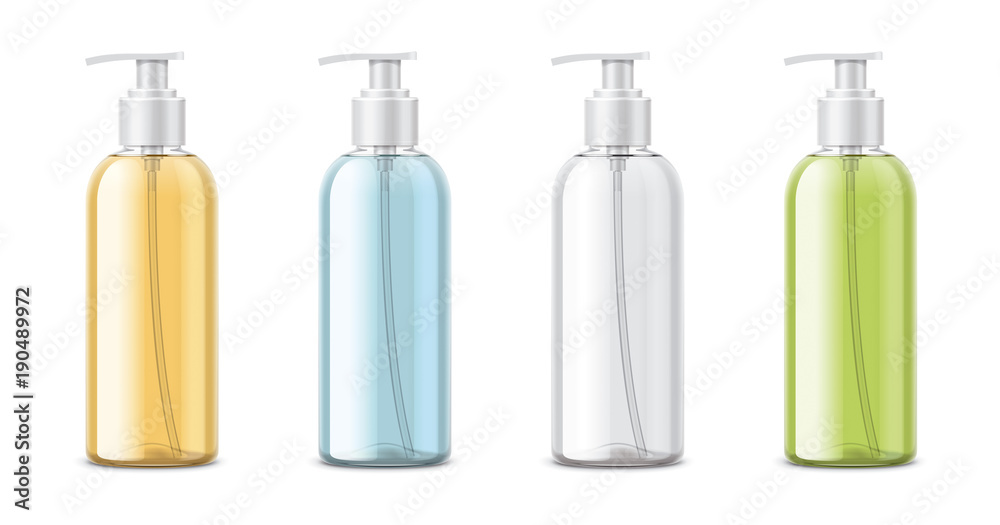 Plastic Cosmetic Spray Mockup. Transparent Bottle. Plastic Cosmetic Spray Mockup. Transparent Bottle.