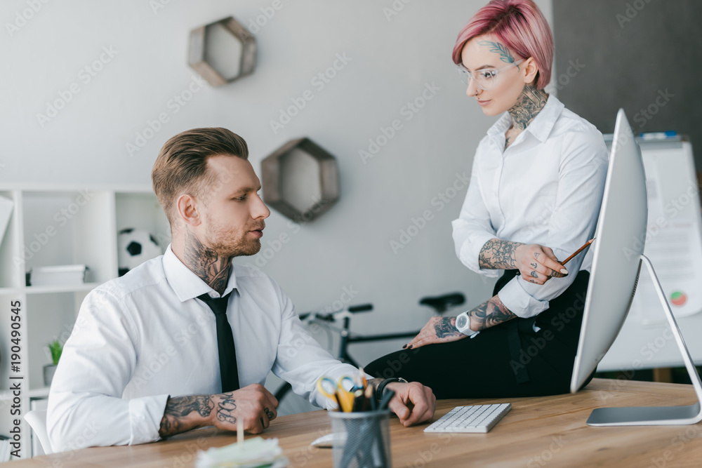 Portrait of young businessman with tattoos on his forearms Stock Photo   Alamy