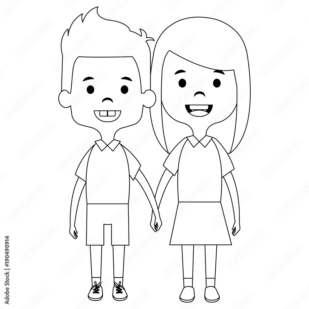 cute and little kids couple vector illustration design cute and little kids couple vector illustration design